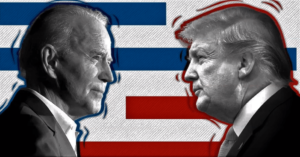 trump biden america flag