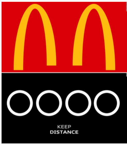 logo mcdonald e audi distanziamento sociale